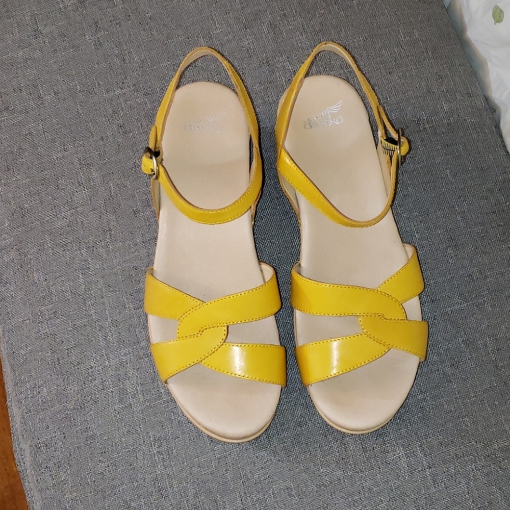 Dansko Yellow Leather Slingback Sandals